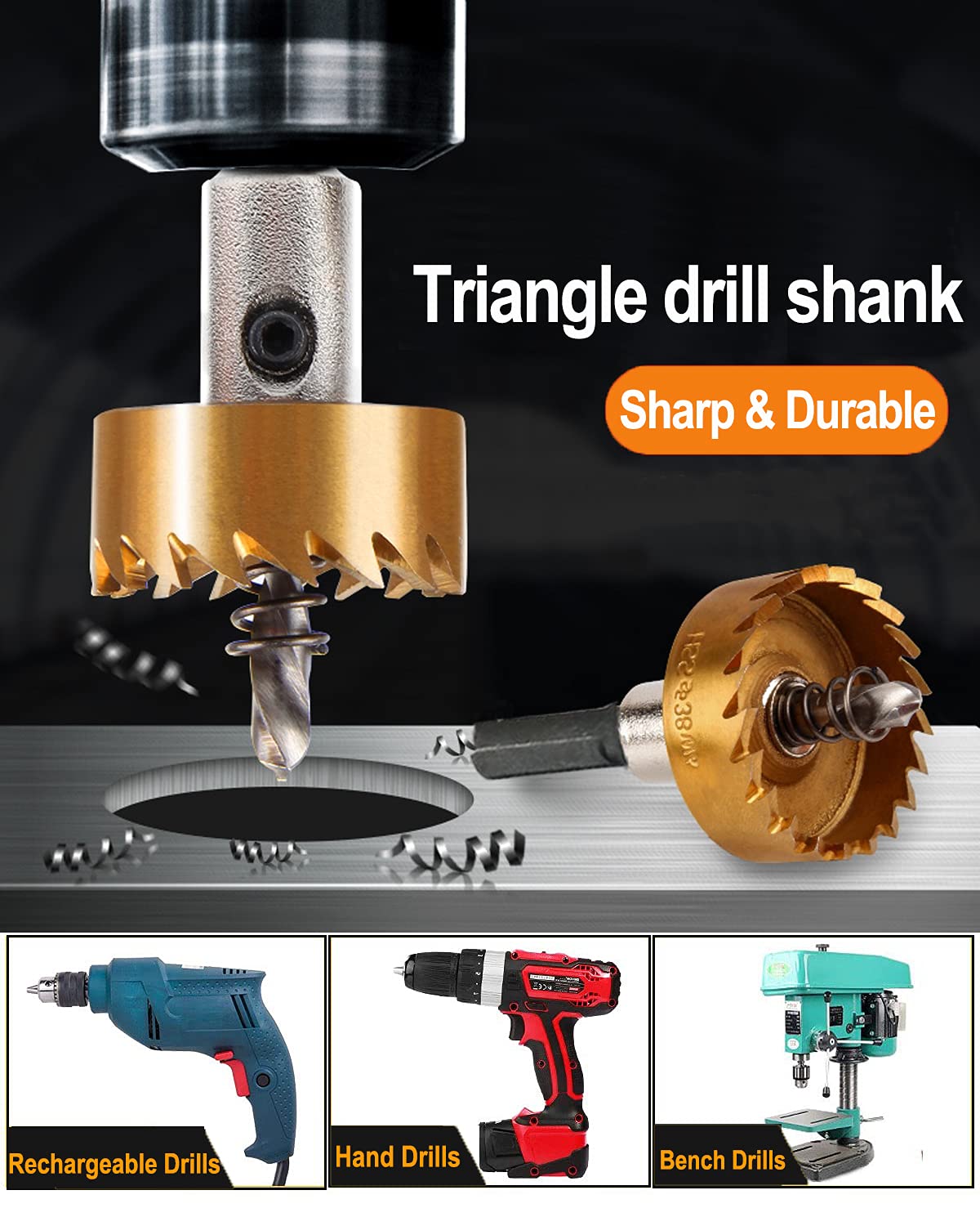 Verilux® Gold 5 Pcs Stainless Steel,Metal Alloy High Speed Hole Saw Drilling Tools Bit Set for Metal Sheet, Wood Piece, Plastic 16mm, 18mm, 20mm, 25mm, 30mm Verilux® Gold 5 Pcs Stainless Steel,Metal Alloy High Speed Hole Saw Drilling Tools Bit Set for Metal Sheet, Wood Piece, Plastic 16mm, 18mm, 20mm, 25mm, 30mm